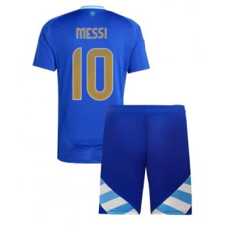 Kopen Kids Argentinië Lionel Messi #10 Uitshirt Copa América 2024 Korte Mouw (+ Korte broeken)