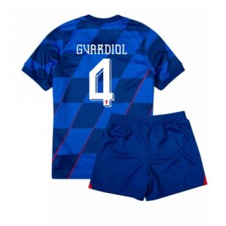 Kopen Kids Kroatië Josko Gvardiol #4 Uitshirt EK 2024 Korte Mouw (+ Korte broeken)