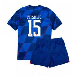 Kopen Kids Kroatië Mario Pasalic #15 Uitshirt EK 2024 Korte Mouw (+ Korte broeken)