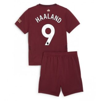 Kopen Kids Manchester City Erling Haaland #9 Derde Shirt 2024-2025 Korte Mouw (+ Korte broeken)