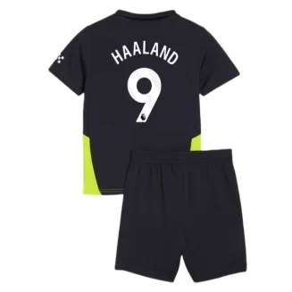 Kopen Kids Manchester City Erling Haaland #9 Uitshirt 2024-2025 Korte Mouw (+ Korte broeken)