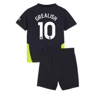 Kopen Kids Manchester City Jack Grealish #10 Uitshirt 2024-2025 Korte Mouw (+ Korte broeken)