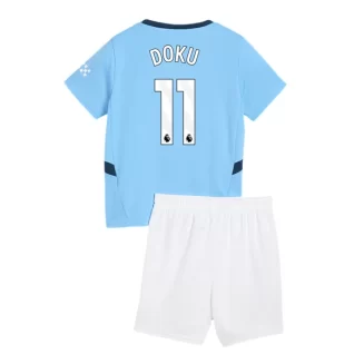 Kopen Kids Manchester City Jeremy Doku #11 Thuisshirt 2024-2025 Korte Mouw (+ Korte broeken)