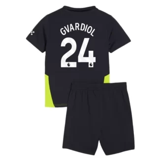 Kopen Kids Manchester City Joško Gvardiol #24 Uitshirt 2024-2025 Korte Mouw (+ Korte broeken)