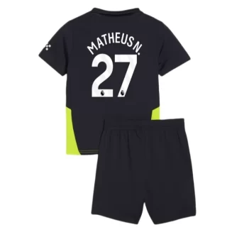 Kopen Kids Manchester City Matheus Nunes #27 Uitshirt 2024-2025 Korte Mouw (+ Korte broeken)