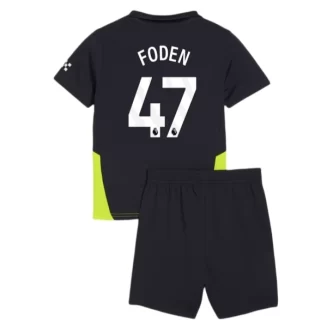 Kopen Kids Manchester City Phil Foden #47 Uitshirt 2024-2025 Korte Mouw (+ Korte broeken)