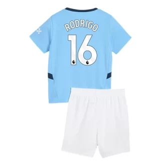 Kopen Kids Manchester City Rodrigo #16 Thuisshirt 2024-2025 Korte Mouw (+ Korte broeken)