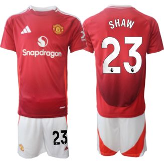 Kopen Manchester United Luke Shaw #23 Thuisshirt 2024-2025 Korte Mouw (+ Korte broeken)