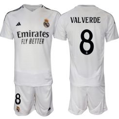 Kopen Real Madrid Federico Valverde #8 Thuisshirt 2024-2025 Korte Mouw (+ Korte broeken)