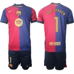 FC Barcelona Marc-Andre ter Stegen #1 Thuisshirt 2024-2025 Korte Mouw (+ Korte broeken)