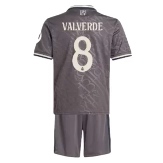 Kids Real Madrid Federico Valverde #8 Derde Shirt 2024-2025 Korte Mouw (+ Korte broeken) voordelig online kopen