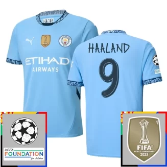 Kopen Manchester City Erling Haaland #9 Thuisshirt 2024-2025 Korte Mouw Voetbaltenue Patch