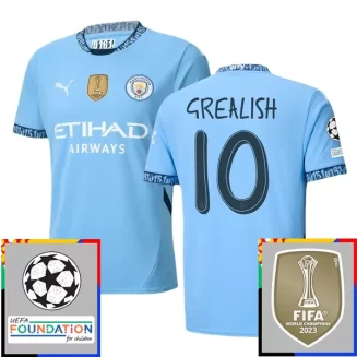 Kopen Manchester City Jack Grealish #10 Thuisshirt 2024-2025 Korte Mouw Voetbaltenue Patch