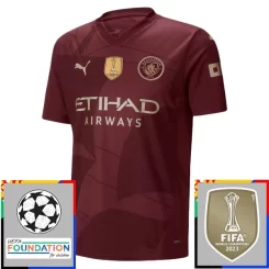 Kopen Manchester City Jeremy Doku #11 Derde Shirt 2024-2025 Korte Mouw Voetbaltenue Patch-1