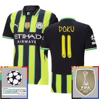 Kopen Manchester City Jeremy Doku #11 Uitshirt 2024-2025 Korte Mouw Voetbaltenue Patch