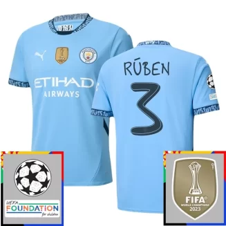 Kopen Manchester City Rúben Dias #3 Thuisshirt 2024-2025 Korte Mouw Voetbaltenue Patch