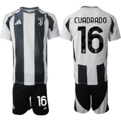 Juventus Thuisshirt 2024-2025 Juan Guillermo Cuadrado #16 Korte Mouw (+ Korte broeken) voordelig online kopen