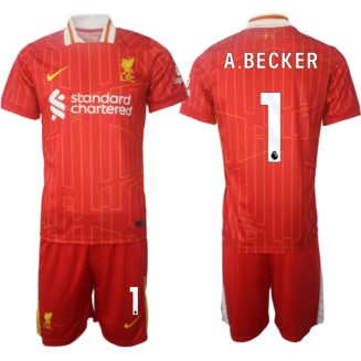 Liverpool Thuisshirt 2024-2025 Alisson Becker #1 Korte Mouw (+ Korte broeken) voordelig online kopen