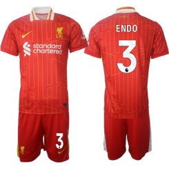 Liverpool Thuisshirt 2024-2025 Wataru Endo #3 Korte Mouw (+ Korte broeken) voordelig online kopen