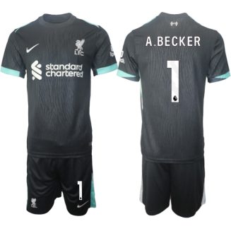 Liverpool Uitshirt 2024-2025 Alisson Becker #1 Korte Mouw (+ Korte broeken) voordelig online kopen