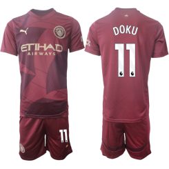 Manchester City Derde Shirt 2024-2025 Jeremy Doku #11 Korte Mouw (+ Korte broeken) voordelig online kopen