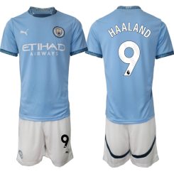 Manchester City Thuisshirt 2024-2025 Erling Haaland #9 Korte Mouw (+ Korte broeken) voordelig online kopen