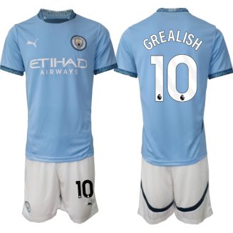 Manchester City Thuisshirt 2024-2025 Jack Grealish #10 Korte Mouw (+ Korte broeken) voordelig online kopen