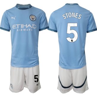 Manchester City Thuisshirt 2024-2025 John Stones #5 Korte Mouw (+ Korte broeken) voordelig online kopen