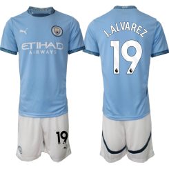 Manchester City Thuisshirt 2024-2025 Julian Alvarez #19 Korte Mouw (+ Korte broeken) voordelig online kopen