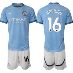 Manchester City Thuisshirt 2024-2025 Rodrigo #16 Korte Mouw (+ Korte broeken) voordelig online kopen