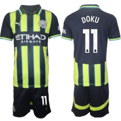 Manchester City Uitshirt 2024-2025 Jeremy Doku #11 Korte Mouw (+ Korte broeken) voordelig online kopen