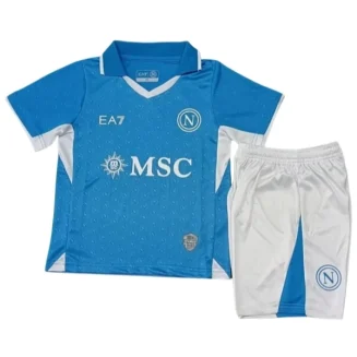 Kids SSC Napoli Thuisshirt 2024-2025 Korte Mouw (+ Korte broeken) voordelig online kopen